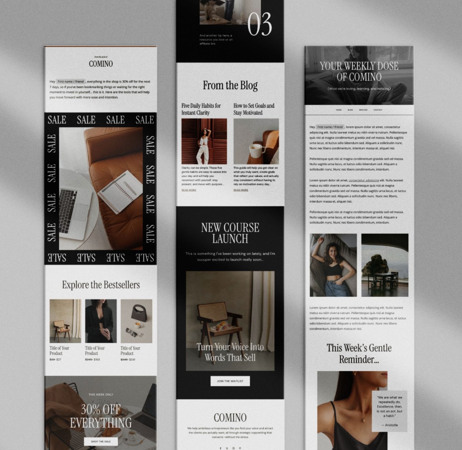 comino emails mockup