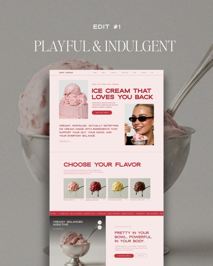 Showit website template design – three brands built from the Ravenna template each looking completely unique