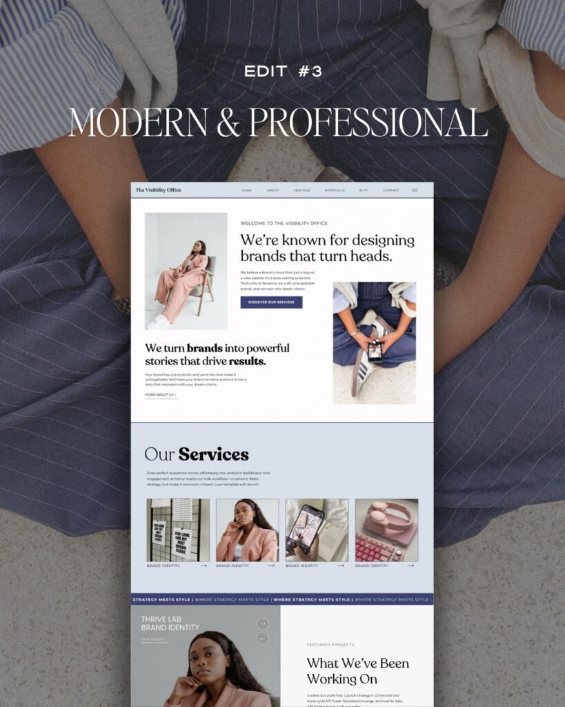 Ravenna Showit website template – brand variation example showing how one template can look totally different