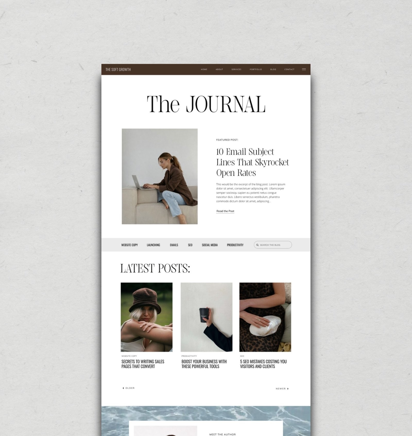 Soft Growth Showit template designed with SEO-friendly structure