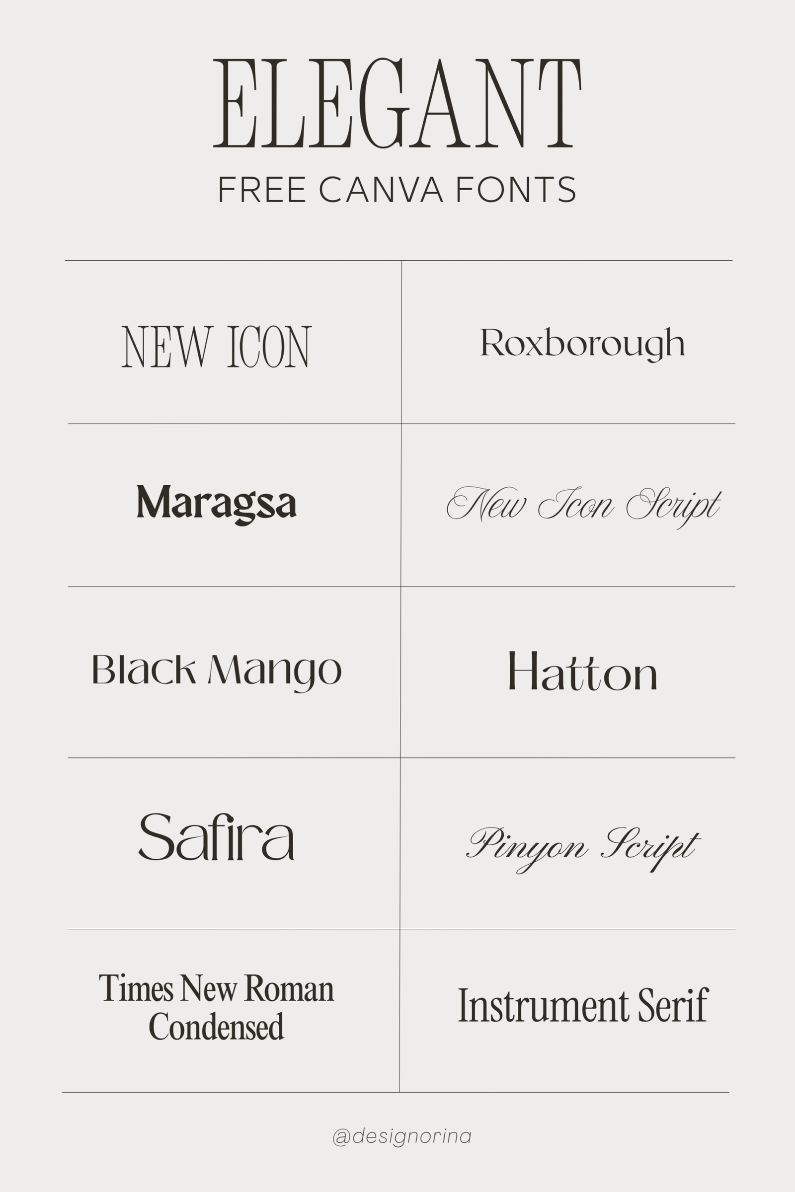 Designorina website template with elegant font pairing – cohesive brand typography example