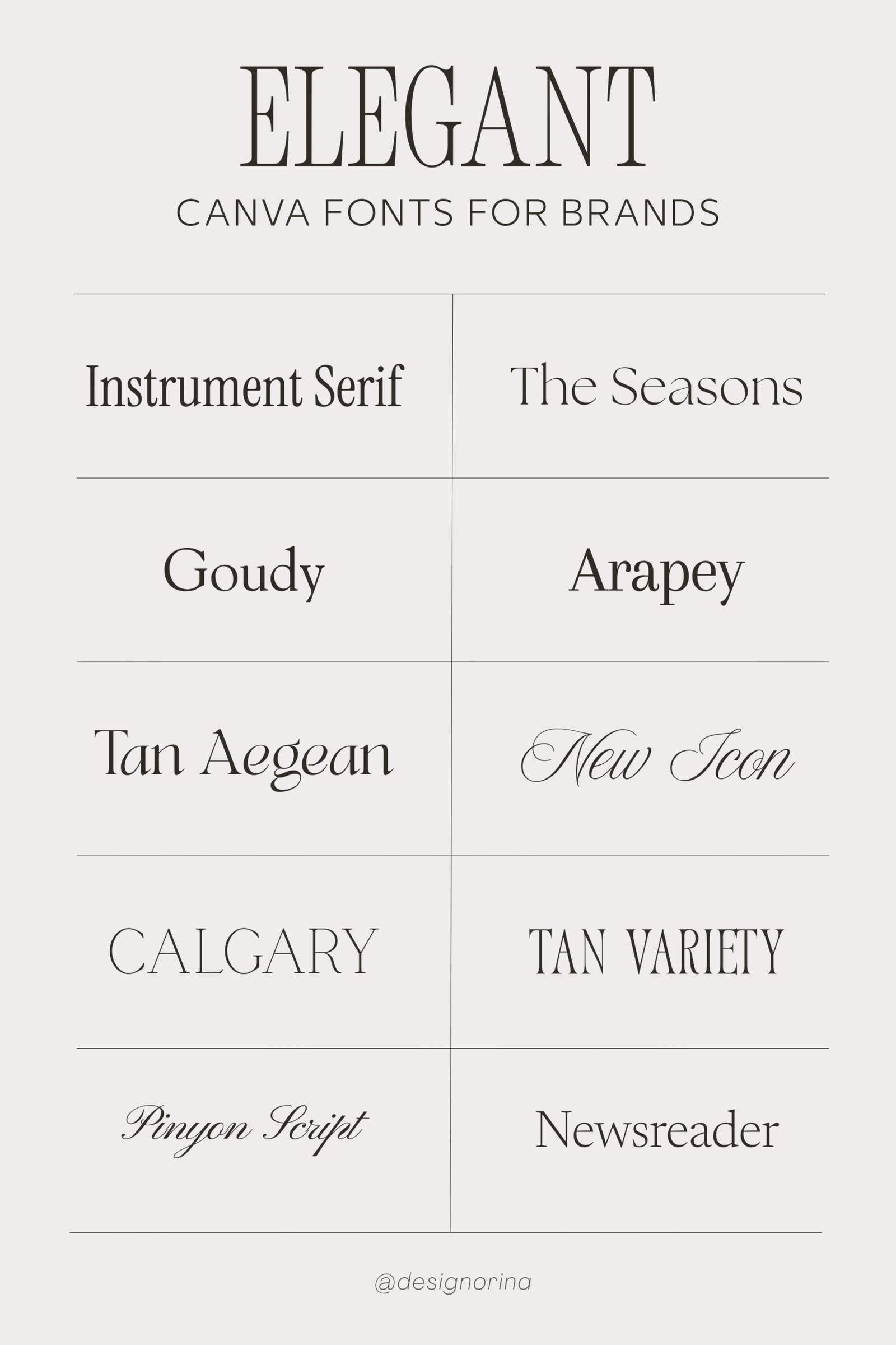 Elegant brand typography in a Designorina website template design